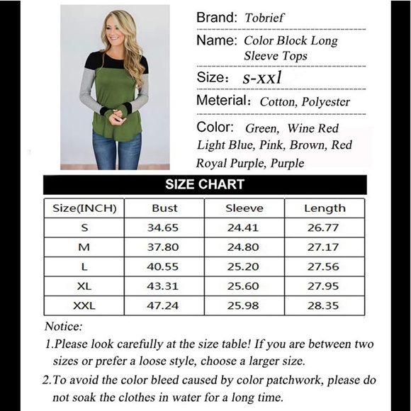 ๐ Beautiful Long sleeve Color block top - Picture 4 of 5